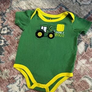 John Deere Green Baby Onesie with Tractor Design